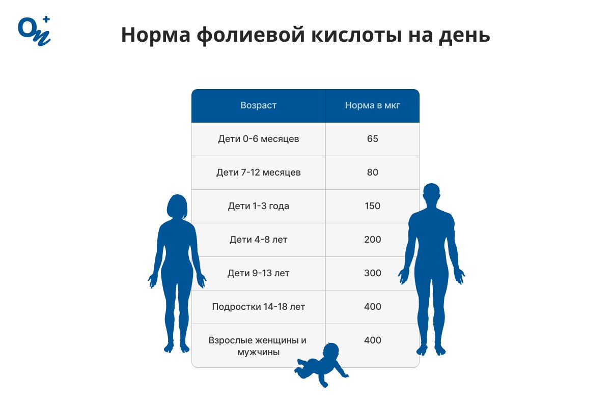 Какая норма фолиевой кислоты на день?