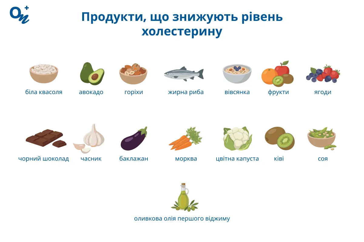 Продукти, що знижують рівень холестерину