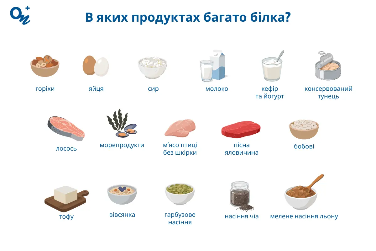 У яких продуктах багато білка?