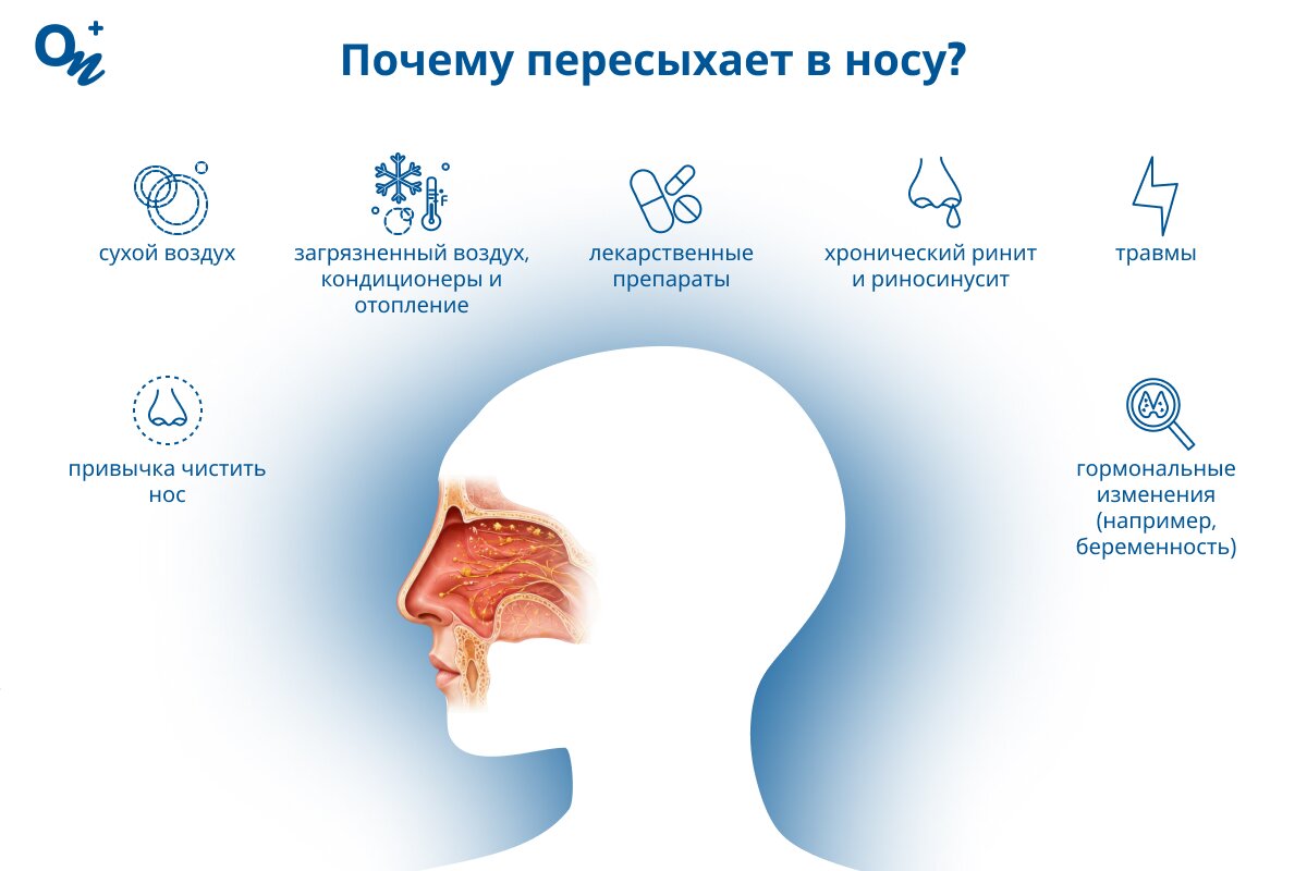 Причины пересыхания в носу